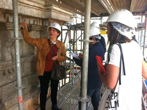 Visita a las obras de restauración de las torres de la Catedral de Santiago
