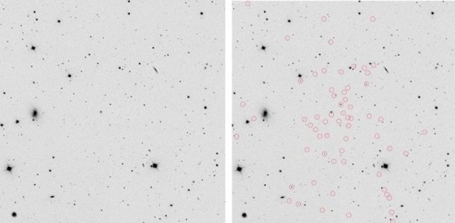 Segue 1. En la imagen derecha sus estrellas están rodeadas por un círculo