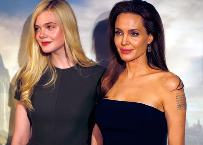 Angelina jolie y elle fanning los zapatos de tacón como apuesta para promocionar