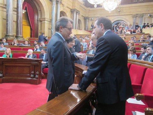 Artur Mas y Ramon Espadaler, en el Parlament