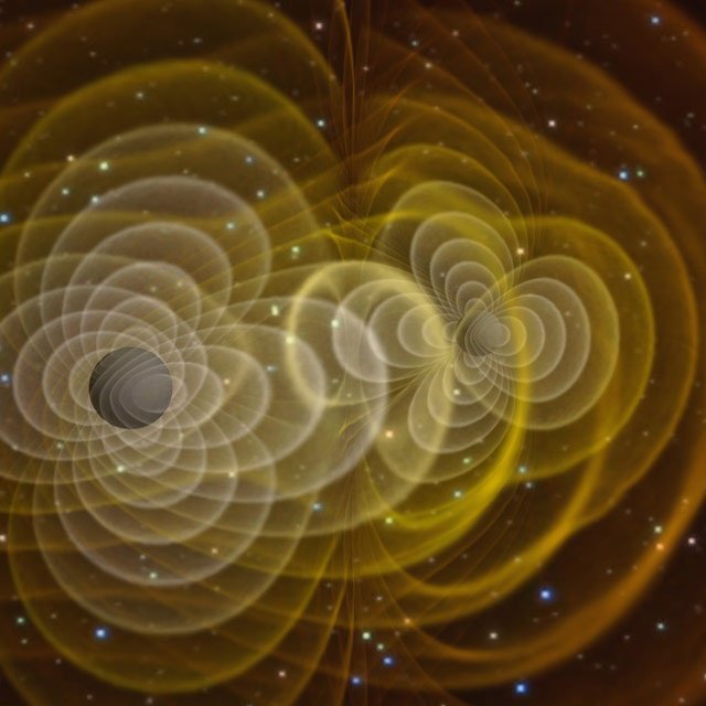 Visualización 3D ondas gravitacionales producidas poor agujeros negros