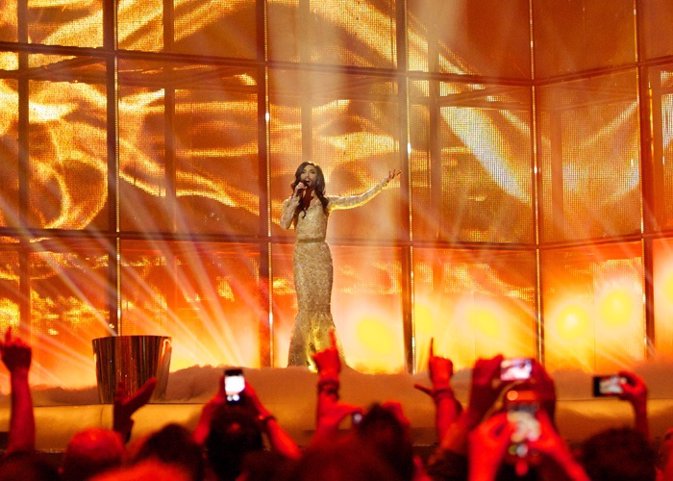  Conchita Wurst Of Austria Performs At A Dress Rehe
