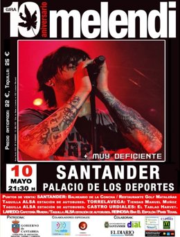 Melendi en concierto este sábado en Santander y el 2 de agosto en Castro