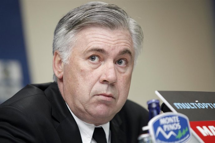 Carlo Ancelotti en la rueda de prensa del Getafe C.F. - Real Madrid