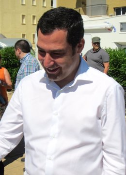 El presidente del PP-A, Juan Manuel Moreno, en acto de campaña