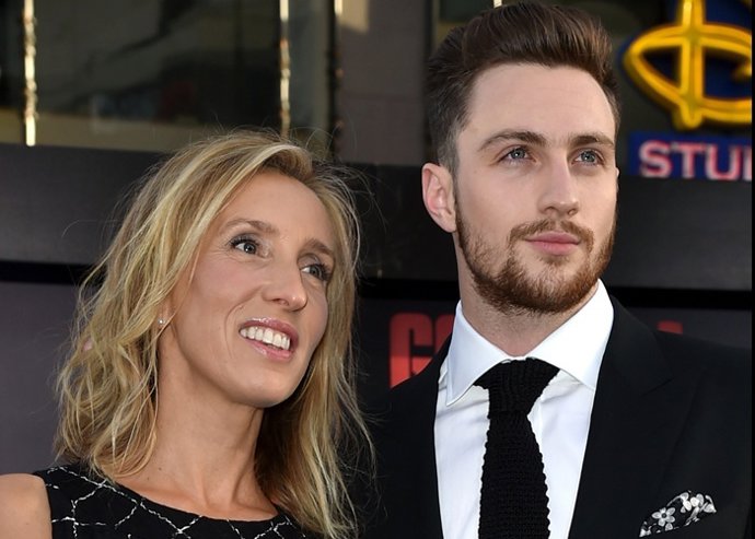 Director Sam Taylor-Wood (L) and actor Aaron Tayl