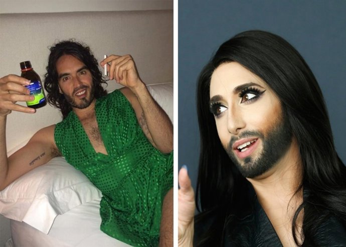 El ex de Katy Perry, Russell Brand, se marca un Conchita Wurst homenajeándola 