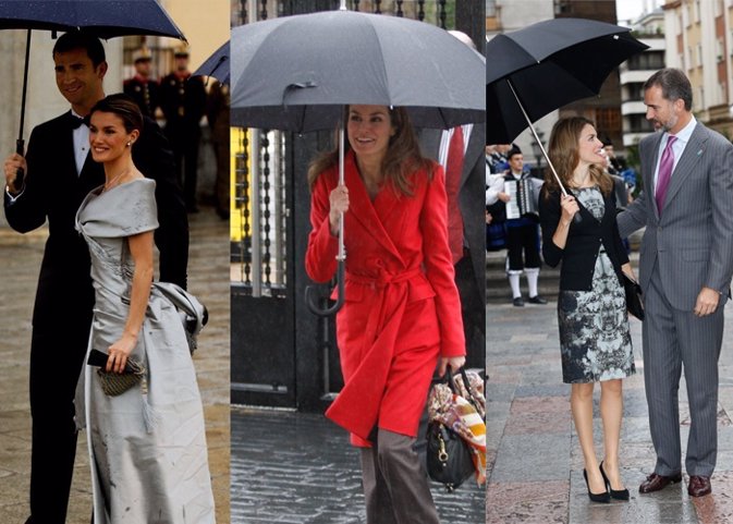 La Princesa Letizia convierte el paraguas en su mejor complemento