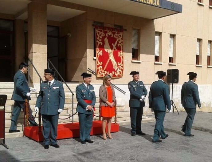 Paula Sánchez de León en el acto de la Guardia Civil  