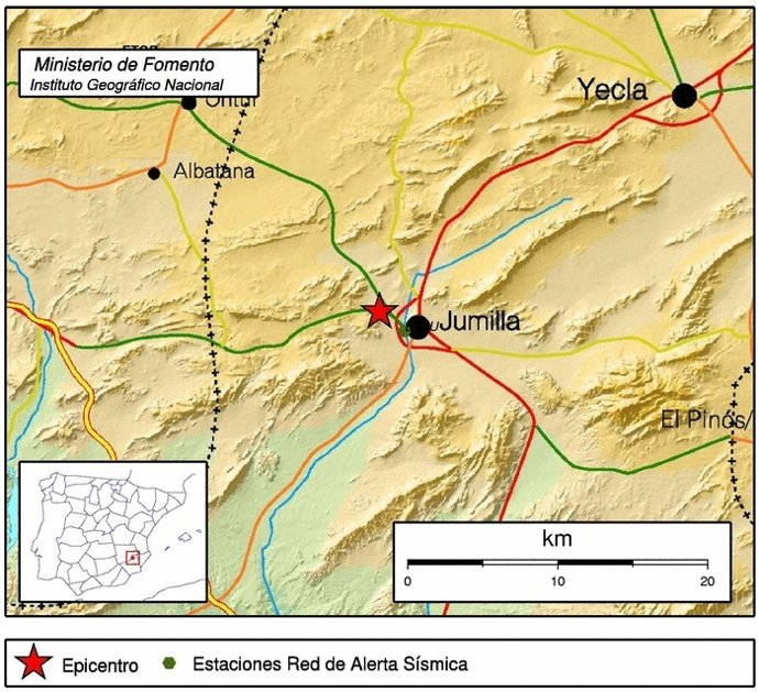Mapa del terremoto en Jumilla
