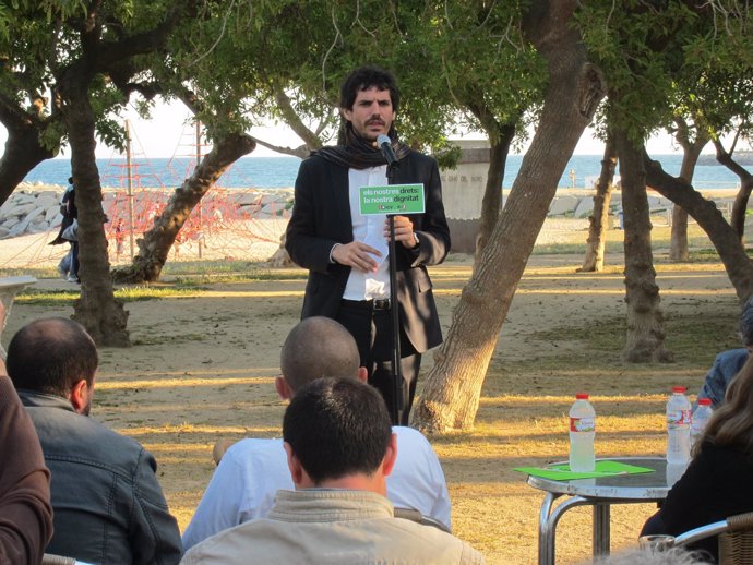 El candidato de ICV-EUiA Ernest Urtasun en un acto en Mataró