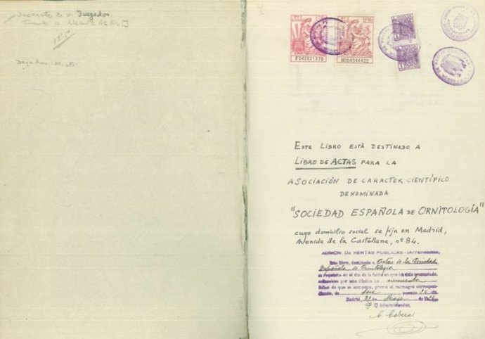 Portada del acta fundacional de SEO