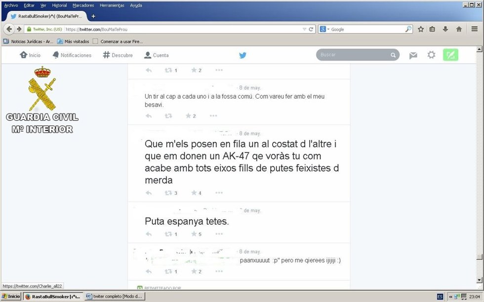 Pantallazo del perfil del ahora detenido