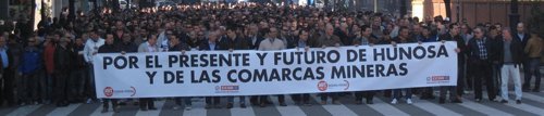 Manifestación de trabajadores de Hunosa