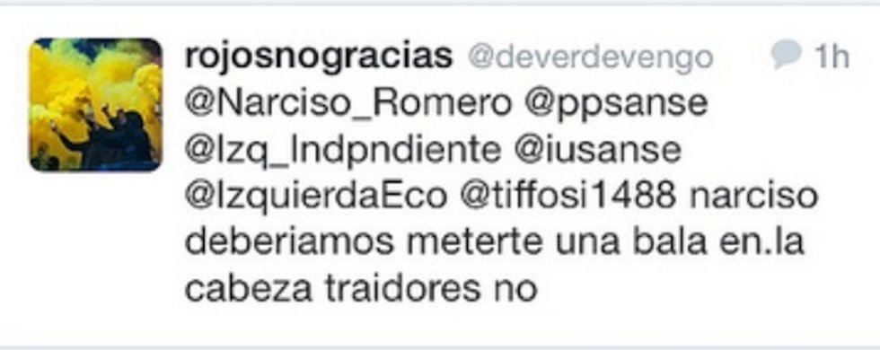 Twiiter de amenaza a PSOE Sanse