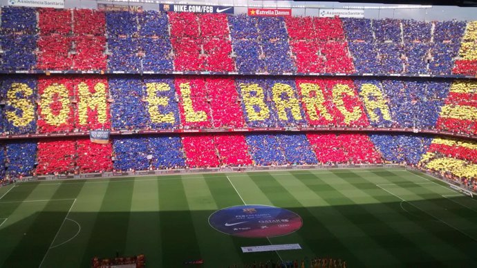 Mosaico del Camp Nou del partido ante el Atlético