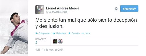 Tuit de Messi tras perder la Liga el Barça