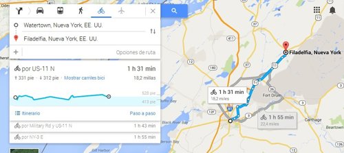 Ruta para ciclistas en Google Maps