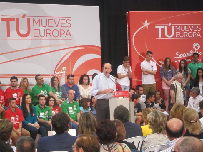 Rubalcaba, en su intervención en el mitín celebrado en Almería