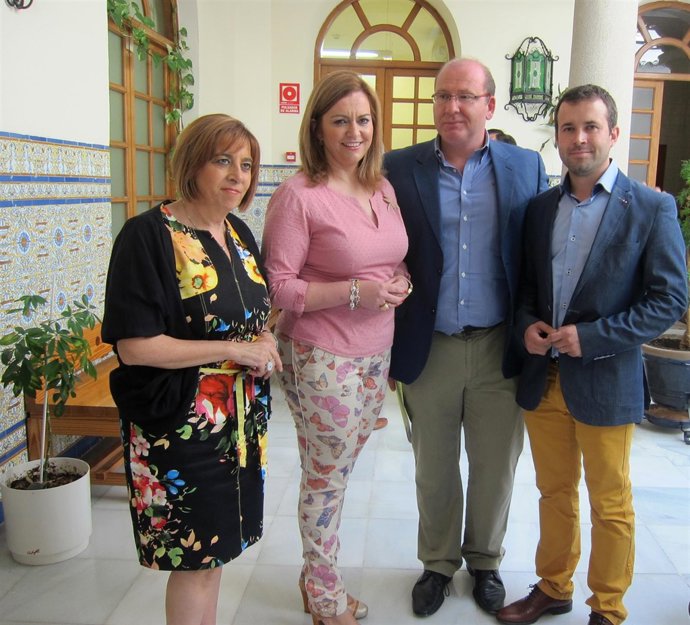 Gálvez, Serrano, Márquez y Millán, antes de participar en la reunión del PGOU.