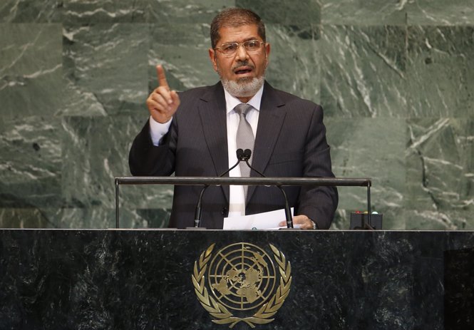 Mohamed Mursi habla ante la Asamblea General de la ONU en septiembre de 2012 