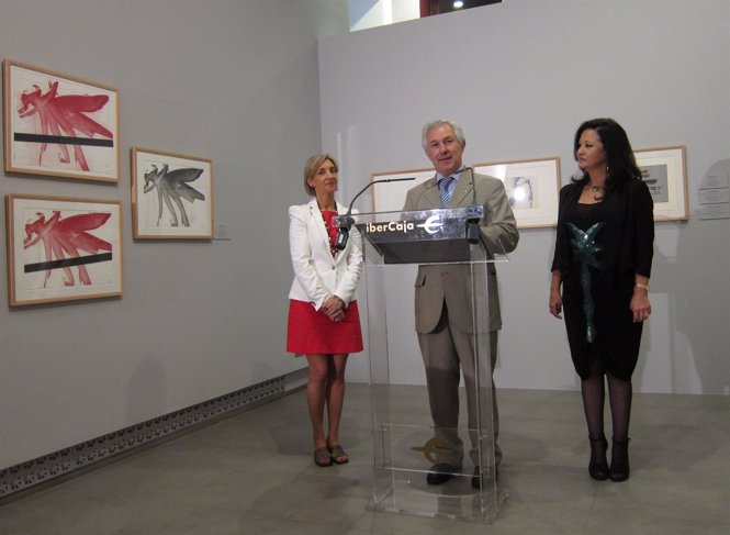 Fernández, Gimeno y Lasala en la presentación de la exposición