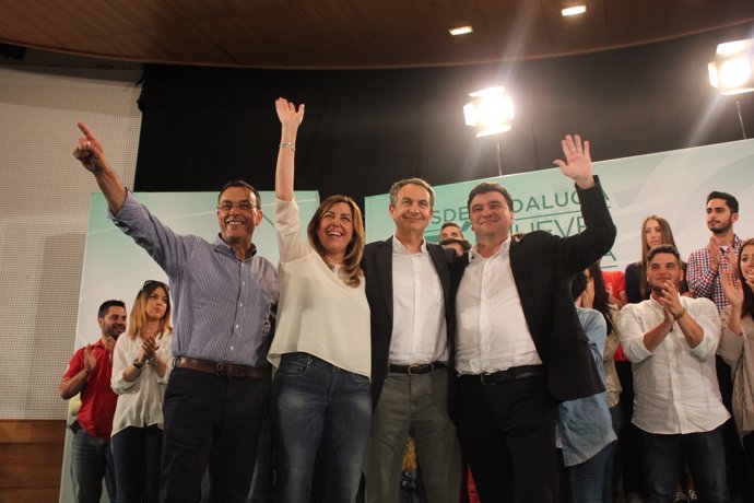 La presidenta de la Junta de Andalucía, Susana Díaz, y Rodríguez Zapartero.
