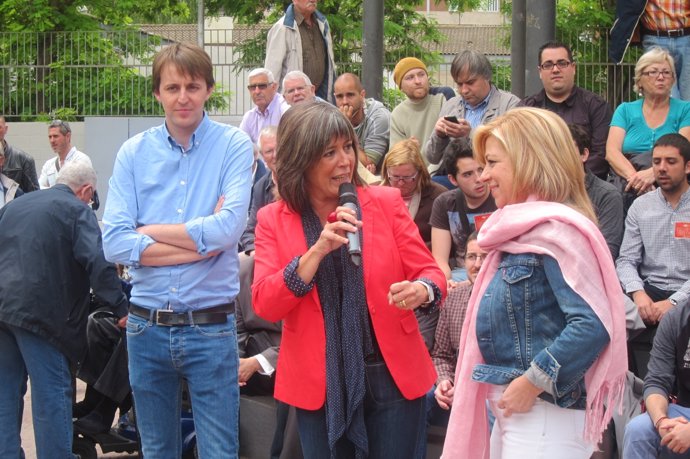 Javi López, Núria Marin y Elena Valenciano, PSOE