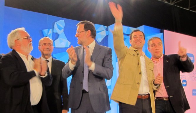 Cañete, De la Torre, Rajoy, Moreno y Bendodo, en un acto en Málaga