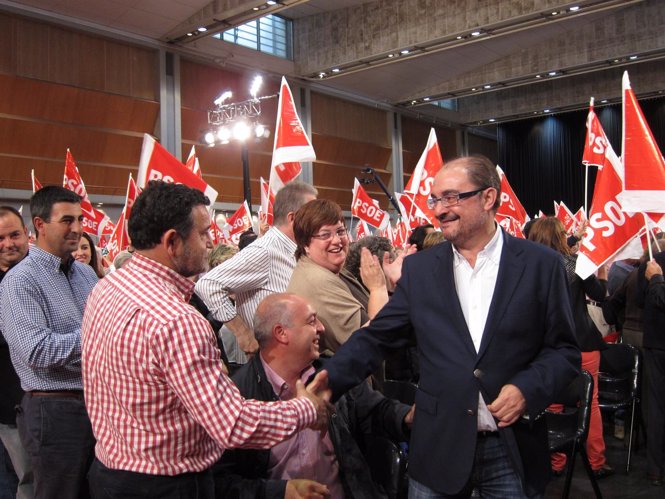 Javier Lambán, en el mitin del PSOE