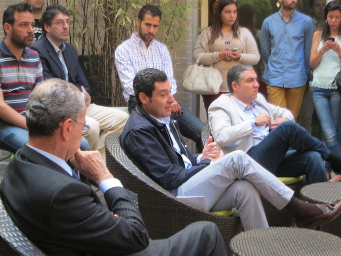 El presidente del Partido Popular andaluz, Juanma Moreno, en un acto en Málaga