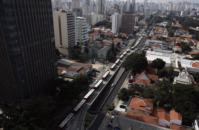 Una vista general de Sao Paulo en la huelga de autobuses