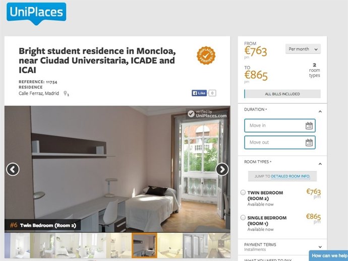 Imagen de la web de Uniplaces
