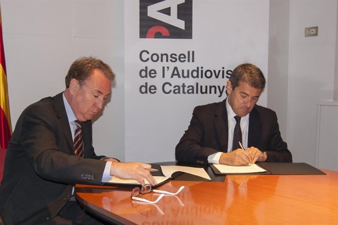 El pte del CAC, Roger Loppacher, y el vicepte de la MWCB, Agustí Cordón