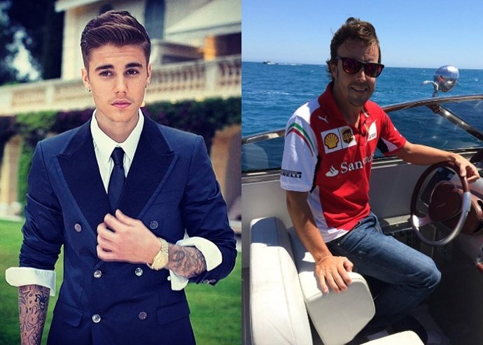 Justin Bieber rechazado por Fernando Alonso