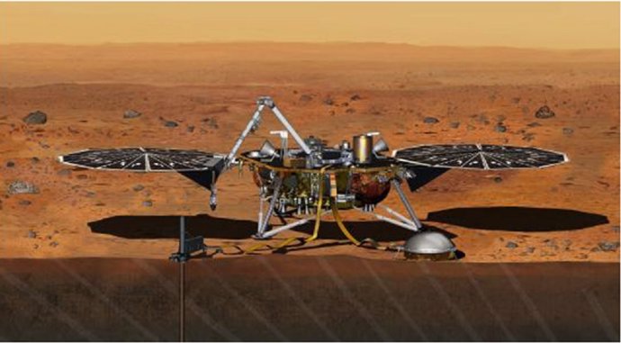Módulo de aterrizaje de la Misión InSight sobre la superficie de Marte