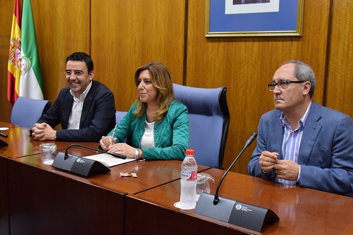 Susana Díaz, hoy junto a Mario Jiménez y Juan Cornejo