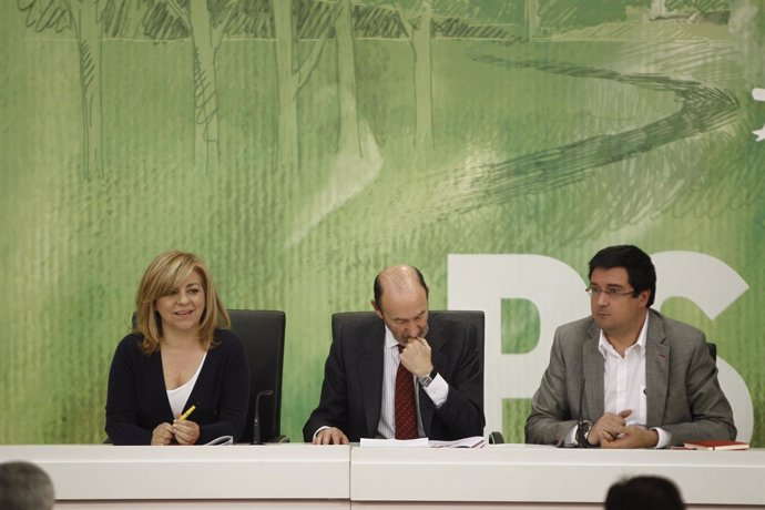 Rubalcaba, Elena Valenciano y Óscar López 