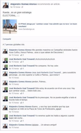 Pantallazo de la conversación criticando a Alfonso Rueda