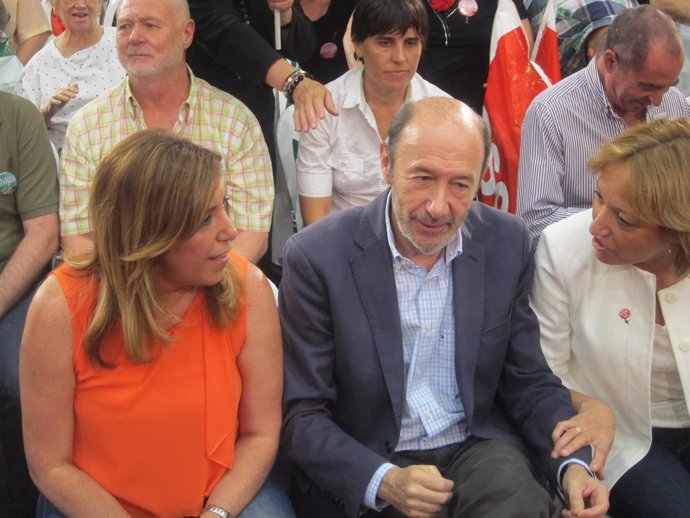 Rubalcaba, Susana Díaz y  Carmen Ortiz