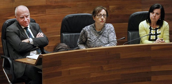 Faustino Blanco, Belén Fernández y María Jesús Álvarez, en el pleno. 