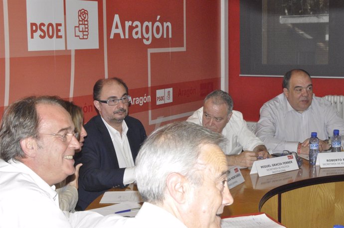Javier Lambán en la Ejecutiva Regional del PSOE-Aragón.