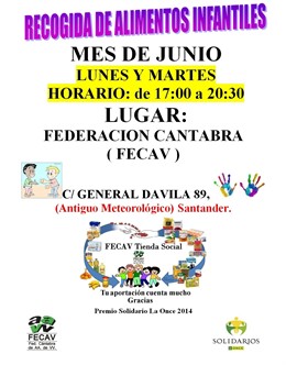 Cartel de la campaña de recogida de alimentos infantiles de FECAV