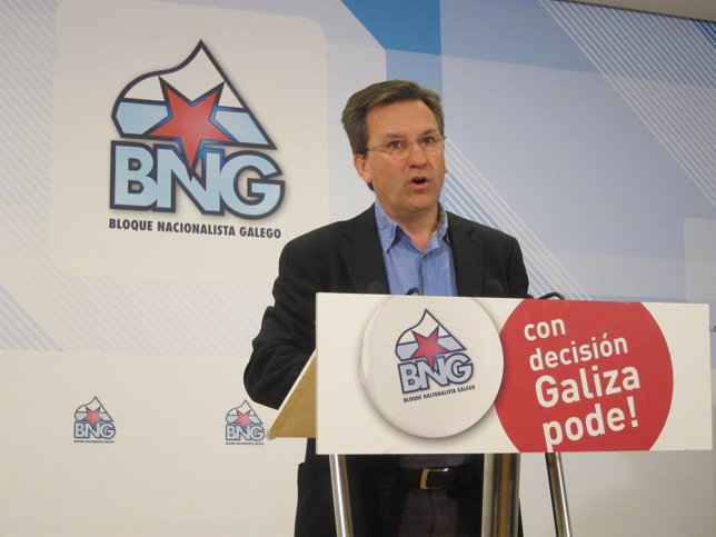 El portavoz nacional del BNG, Xavier Vence, en rueda de prensa el 17 de marzo
