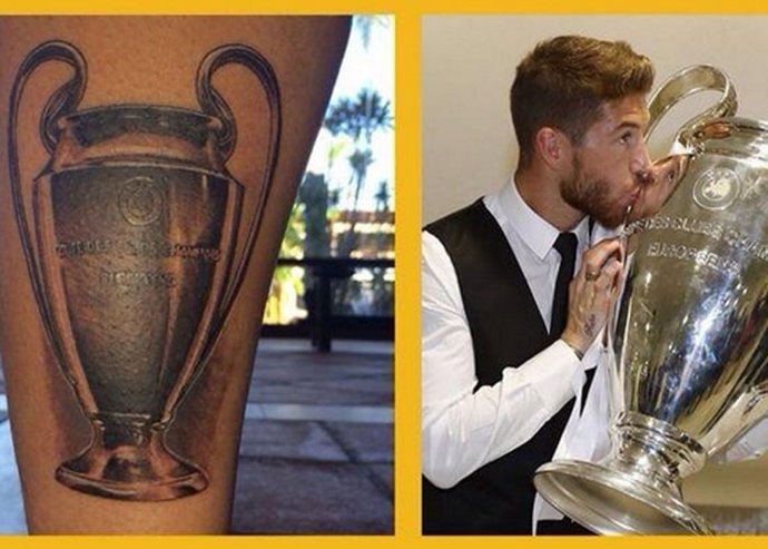 Sergio Ramos se tatúa la Copa de Europa