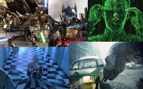 Collage de  películas que han usado la tecnología de Pixar RenderMan