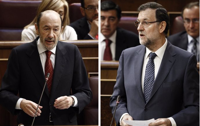 Alfredo Pérez Rubalcaba y Mariano Rajoy, en el hemiciclo 