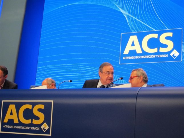 Florentino Pérez, presidente de ACS, en la junta de accionistas del grupo