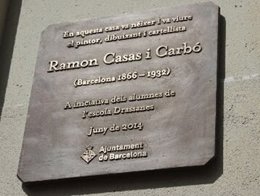 Placa de recuerdo al pintor barcelonés Ramon Casas