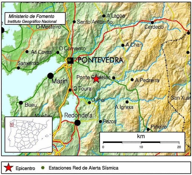 Terremoto de 2 grados en Ponte Caldelas.